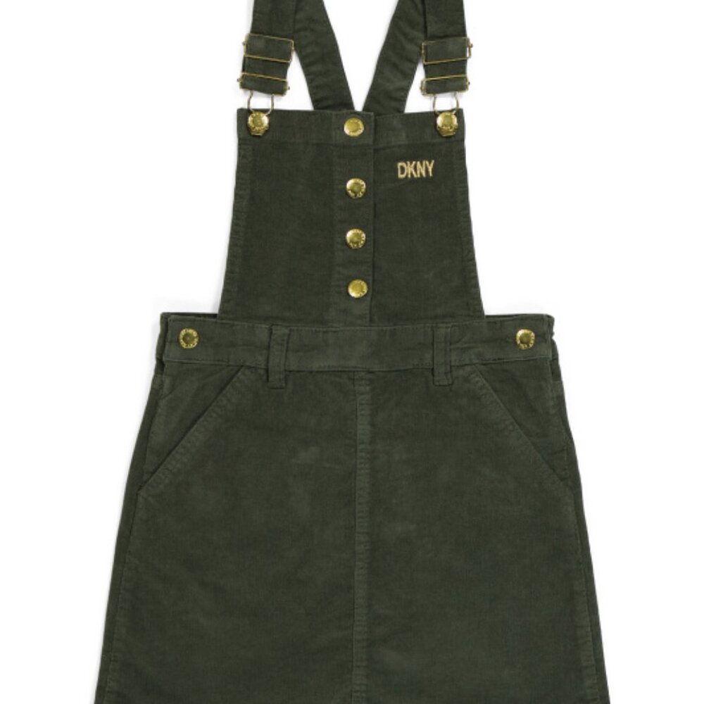 Dkny girls green corduroy overall suspender dress size 10